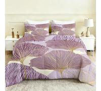 Couette Été 160x200 Feuille de Ginkgo Couette sans Housse Abstrait Violet