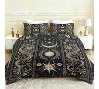 Couette Été 160x200 Serpent Couette sans Housse Lune Céleste bohème Noir