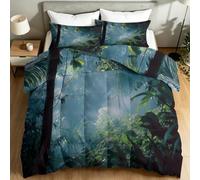 Couette Été 260 x 240 cm, Moderne Naturel Paysage Tropical Forêt Tropicale Douce Microfibre Réversible Couette pour Adultes et Ados, Légère et Respirante Couverture pour Lit 2 Personnes, Multicolore