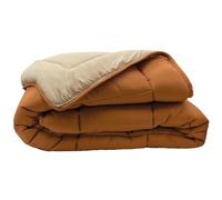 Couette hiver 140x200 cm COCOON BICOLORE Marron Ocre/Galet garnissage fibre polyester 400 g/m2