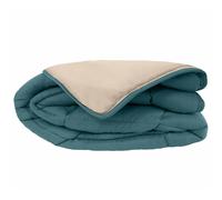 Couette hiver 200x200 cm COCOON BICOLORE Bleu paon/Galet garnissage fibre polyester 400 g/m2