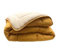 Couette hiver 200x200 cm COCOON BICOLORE Jaune miel/Galet garnissage fibre polyester 400 g/m2