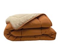 Couette hiver 200x200 cm COCOON BICOLORE Marron Ocre/Galet garnissage fibre polyester 400 g/m2
