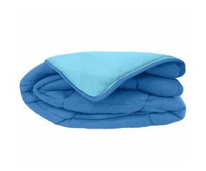 Couette hiver 260x240 cm COCOON BICOLORE Bleu Gitane/Azur garnissage fibre polyester 400 g/m2