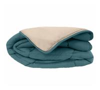 Couette hiver 260x240 cm COCOON BICOLORE Bleu paon/Galet garnissage fibre polyester 400 g/m2