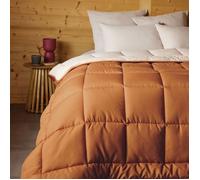 Couette hiver 260x240 cm COCOON BICOLORE Marron Ocre/Galet garnissage fibre polyester 400g/m2