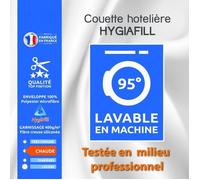 Couette - Hygiafill - 200 x 200 cm - Lavable en machine - 400g/m² - Blanc