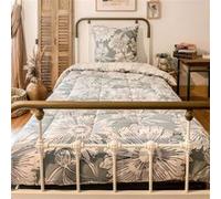 Couette imprimée 140x200cm + 1 taie d'oreiller 63x63cm coton imprimé recto floral verso rayé vert sauge et blanc - TAMIA - ALTOBUY Vert