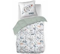 Couette imprimée 140x200cm + 1 taie d'oreiller 63x63cm coton motif Fusée - COMETE - ALTOBUY Blanc