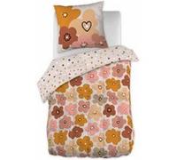 Couette imprimée 140x200cm + 1 taie d'oreiller 63x63cmcoton motif floral seventies - BARBAFLEUR - ALTOBUY Blanc