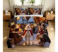 Couette Imprimée 240x260 Cerf Blanc Duvet 2 Personnes 4 Saisons | Thème de Noël Douce Couette sans Housse Lavable avec 2 Taie d'oreiller Decoration Chambre