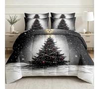 Couette Imprimée 240x260 Sapin De Noël Vintage 4 Saisons | Duvet 2 Personnes Paysage Enneigé Sans Housse Duvet, Édredon legere Lavable en Machine, 2 Taies d'oreiller 2Z1147