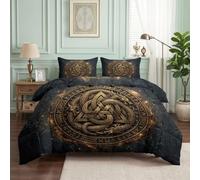 Couette Imprimée 4 Saisons 135x200cm Écusson Rond Symboles Triangle | Couette sans Housse Lavable pour lit 1 Personnes - Douce Respirante Mythologie Nordique Couverture Quilting