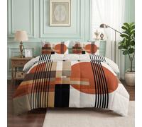 Couette Imprimée 4 Saisons 240x260cm Demi-Cercle Rayures Verticales Grille | Couette sans Housse Lavable pour lit 2 Personnes - Douce Respirante Bohème Boho Couverture Quilting