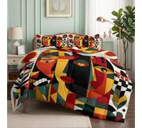 Couette Imprimée 4 Saisons 240x260cm Visage Géométrique Abstrait Moderne | Couette sans Housse Lavable pour lit 2 Personnes - Douce Respirante Pop Art Couverture Quilting