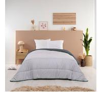Couette imprimée chaude 140x200cm pour Lit 90x190cm Graphique - Réversible - Microfibre douce - BLEU CALIN