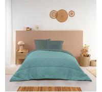 Couette Imprimée Chaude Dana 220x240cm Lit 2 places - Édredon 350g/m² Microfibre Fabriqué en France - Vert Céladon/Gris - BLEU CALIN