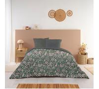 Bleu Calin Couette Imprimée Chaude Fursy 140x200cm pour Lit 90x190 - Microfibre - Édredon 350g/m² Fabriqué en France, Certifiée Oeko-Tex - Vert Sapin/Gris Anthracite
