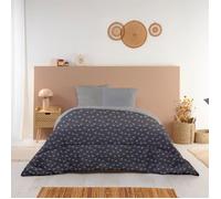 Bleu Calin Couette Imprimée Chaude Oasis 220x240cm Lit 2 Places - Microfibre - Édredon 350g/m² - Fabriqué en France, Certifiée Oeko-Tex - Gris Ardoise/Gris Zinc