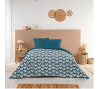 Couette Imprimée Chaude Sully 140x200cm pour Lit 90x190 - Microfibre - Édredon 350g/m² Fabriqué en France - Bleu Vert - BLEU CALIN