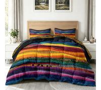Couette Imprimée Pop Abstrait avec 2 Taies Motif Géométrie Vagues Lignes, Édredon Réversible sans Housse 240 x 260 cm 4 Saisons, Microfibre Douce et Hypoallergénique Couette