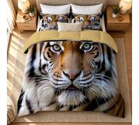 Couette Imprimée Tigre 200x220 Hiver Chaud Épais 400g/m², D304 | Couette 2 Personnes Imprimée Faune pour Lit 90x190 cm, Couette Hiver Réversible sans Housse Doux avec 1 Taie d'oreiller