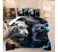 Couette Le Tigre Blanc Edredon Polyester Respirante Couette Tres Chaude Lavable Couette Epaisse 4 Saisons Couette 2 Personnes Epaisse Couette Hiver+2 Taies d'oreiller(50x75cm) 228x228cm