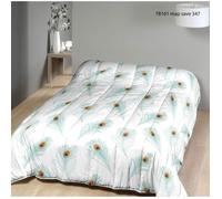 Couette légère imprimée Plumes / Non tissé balnc - 1 personne 140 x 200 - Spécial été - MORTREUX