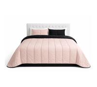 Couette légère - MORTREUX - 240 x 260 cm - Rose pale et Noir - 250g/m² - Fabrication Française