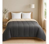 Couette légère - MORTREUX - Bicolore Gris/Lin - 220x240 cm - Spécial été - Lavable à 40°