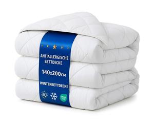 Couette microfibre blanche matelassée duvet couette enfant légère chaude Oeko-Tex allergiques hiver 140x200 cm