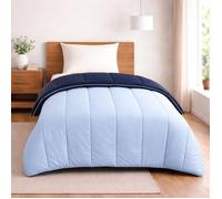 Couette - MORTREUX - Bicolore 140x200 - 300 g/m² - Microfibre - Bleu ciel & bleu marine