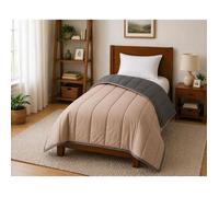 Couette - MORTREUX - Bicolore - Gris anthracite/sable - 140 x 200 cm - 200 g/m²