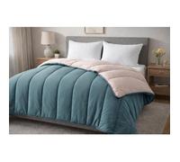 Couette - MORTREUX - MI SAISON - 240x260 cm - Tempérée - Microfibre Gris/Rose