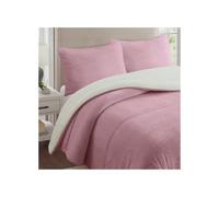 Couette polaire microfibre doublé sherpa 240x260 cm BICOLORE rose, par Soleil d'ocre