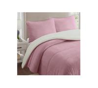 Couette polaire microfibre doublé sherpa 240x260 cm BICOLORE rose, par Soleil d'ocre