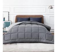 Couette réversible Unyqoos® pour toutes saisons, 240 x 220 cm – Gris, confort pour les 4 saisons, garnissage de 300 g/m², douce et chaude, 8 attaches d'angle, lavable en machine