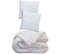 Couette temperee 220x240 et 2 Oreillers memoire de forme 60x60 pour 140 x 190 Blanc G