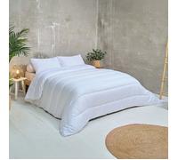 Couette Tempérée Cocooning 140x200cm pour Lit 90x190 - Enveloppe Ultra Douce Édredon 350g/m² Fabriqué en France - Blanc - BLEU CALIN