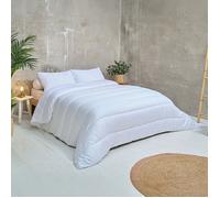 Couette Tempérée Cocooning 220x240 cm Lit 2 places - Enveloppe Ultra Douce - Édredon 350g/m² Fabriqué en France - Blanc - BLEU CALIN