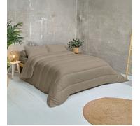Couette Tempérée Cocooning 220x240 cm Lit 2 places - Enveloppe Ultra Douce - Édredon 350g/m² Fabriqué en France - Beige - BLEU CALIN