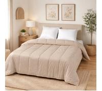 Couette tempérée - MORTREUX - 220 x 240 cm - Microfibre sable - 300g/m² - 2 personnes
