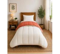 Couette tempérée - MORTREUX - Terracota / Ecru - 140 x 200 cm - 350 g/m² fibre creuse siliconée - Microfibre