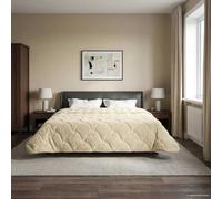Couette toutes saisons crème 200 x 220 cm avec garnissage en microfibre polaire, design matelassé, respirante et douce, idéale comme couette d'été et d'hiver, convient aux personnes souffrant