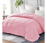 Couette Unyqoos® super douce et respirante, utilisable toute l'année, dimensions 135 x 200 cm – Rose, housse en microfibre et garnissage en polyester 300 g/m², quilting carré, lavable en machine à 30°