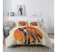 Couettes Animal Moto Dynamique Imprimée 220 x 240 cm Réversible Couette Design Moderne Abstrait 4 Saisons - Orange Et Noir Couette Matelassée pour Lit 2 Personnes, Edredon Couettes sans Houss