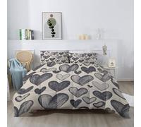 Couettes Cœur Bloc de Couleur Coup de Pinceau Imprimée 135 x 200 cm Réversible Couette Design Minimaliste 4 Saisons - Gris Couette Matelassée pour Lit 2 Personnes, Edredon Couettes sans Houss
