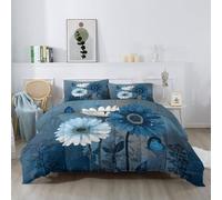 Couettes Fleur Animal Papillon Imprimée 220 x 240 cm Réversible Couette Design Abstrait Artistique 4 Saisons - Bleu Et Blanc Couette Matelassée pour Lit 2 Personnes, Edredon Couettes sans Houss