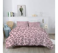 Couettes Imprimé léopard Point Texture Imprimée 155 x 220 cm Réversible Couette Design Vintage Classique 4 Saisons - Rose Et Marron Couette Matelassée pour Lit 2 Personnes, Edredon Couettes sans Houss