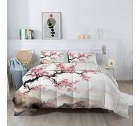 Couettes Plante Fleur Vintage Imprimée 135 x 200 cm Réversible Couette Design Oriental Main levée 4 Saisons - Rose Et Marron Couette Matelassée pour Lit 2 Personnes, Edredon Couettes sans Houss